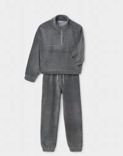 Mayoral Kids' Boy's Corduroy Partial Zip Top In Grey In Gray