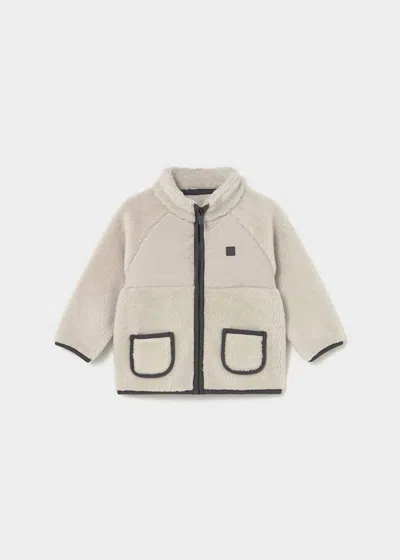 Mayoral Kids' Boy's Sherpa Zip Up Jacket In Chai In Neutral