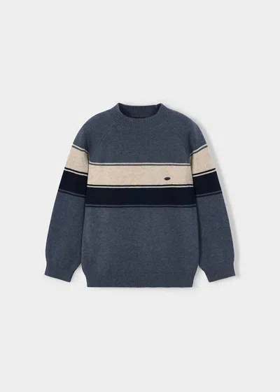 Mayoral Kids' Boy's Striped Knit Sweater In Steel In Blue