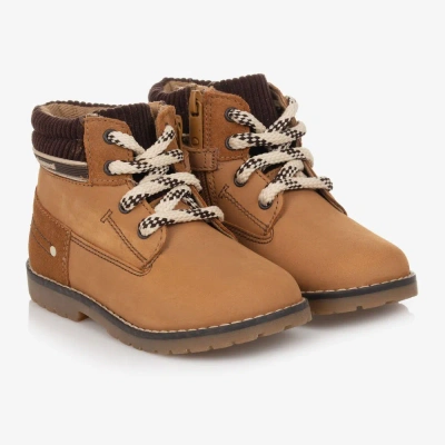 Mayoral Babies' Boys Beige Suede Leather Boots In Brown