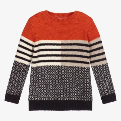 Mayoral Babies' Boys Blue & Orange Knit Sweater In Pattern
