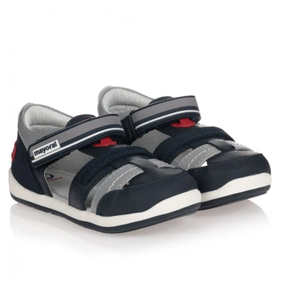 Mayoral Babies' Boys Blue & Red Leather Sandals
