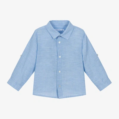 Mayoral Babies' Boys Blue Cotton & Linen Shirt