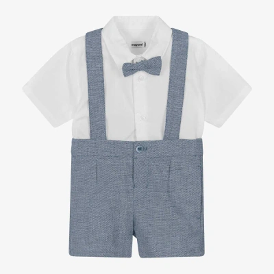 Mayoral Babies' Boys Blue Cotton & Linen Shorts Set