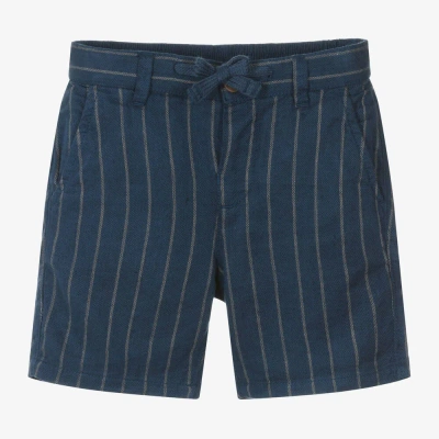 Mayoral Kids' Boys Blue Cotton & Linen Striped Shorts