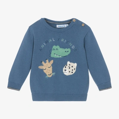 Mayoral Babies' Boys Blue Cotton Wild Animal Sweater