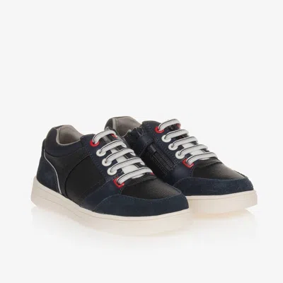 Mayoral Kids' Boys Blue Leather Zip-up Trainers