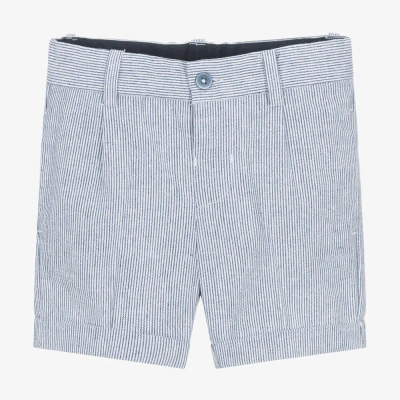 Mayoral Babies' Boys Blue Striped Cotton & Linen Shorts