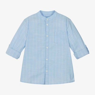 Mayoral Kids' Boys Blue Striped Cotton Shirt