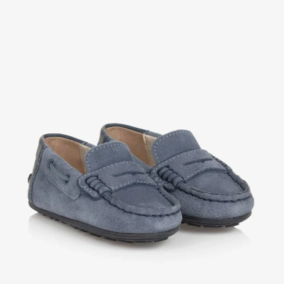 Mayoral Kids' Boys Blue Suede Moccasin Shoes