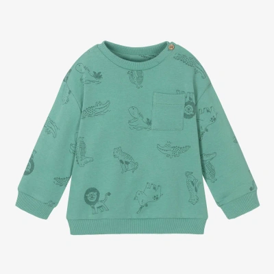 Mayoral Babies' Boys Green Cotton Animal Print Sweatshirt