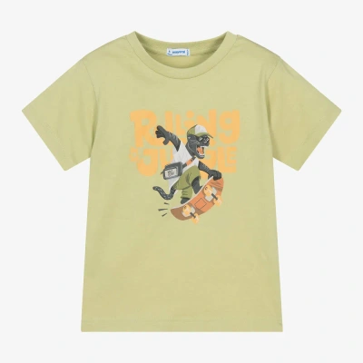Mayoral Kids' Boys Green Cotton Graphic T-shirt