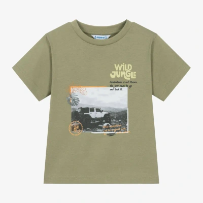 Mayoral Kids' Boys Green Jeep Print Cotton T-shirt