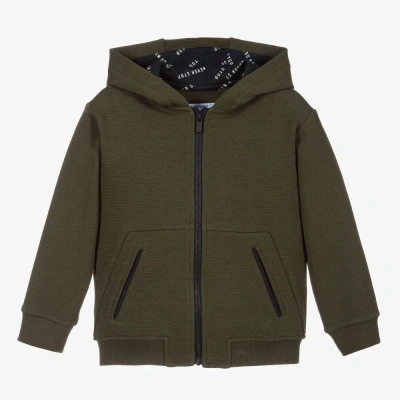 Mayoral Kids' Boys Green Zip-up Hooded Top