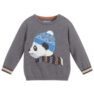 Mayoral Babies' Boys Grey Knitted Panda Sweater In Gray