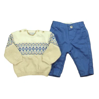 Mayoral Kids' Boys Ivory Blue Apparel Sets In Multi