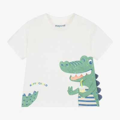 Mayoral Babies' Boys Ivory Cotton Crocodile T-shirt