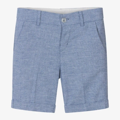 Mayoral Kids' Boys Mid-blue Cotton & Linen Shorts