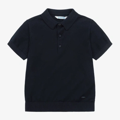 Mayoral Kids' Boys Navy Blue Cotton Knit Polo Shirt
