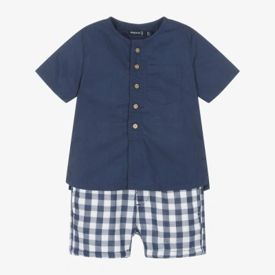 Mayoral Babies' Boys Navy Blue Cotton Shorts Set