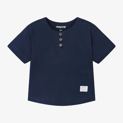 Mayoral Babies' Boys Navy Blue Cotton T-shirt