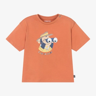 Mayoral Babies' Boys Orange Cotton Monkey T-shirt