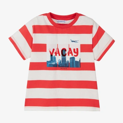 Mayoral Kids' Boys Red Striped Cotton Vacay T-shirt