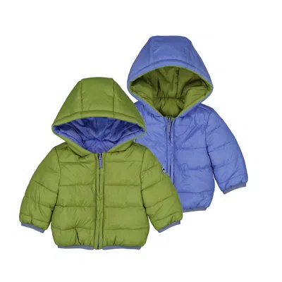 Mayoral Kids' Boys Reversible Puffer Jacket In Green In Multi