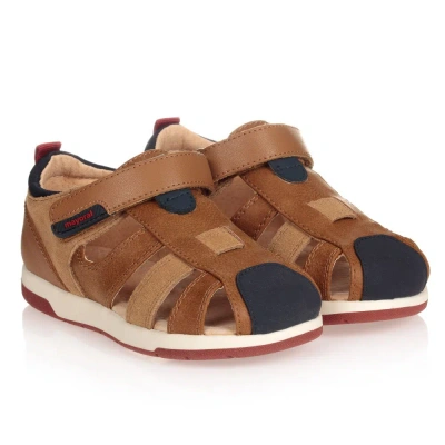 Mayoral Babies' Boys Tan Leather Sandals In Brown