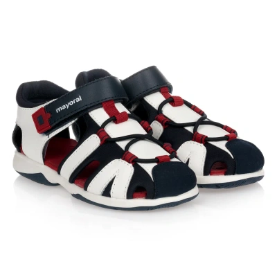 Mayoral Babies' Boys White & Navy Blue Sandals