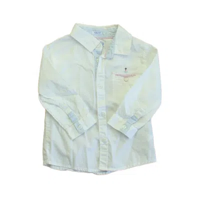 Pre-owned Mayoral Kids' Boys White Button Down Long Sleeve In Blue