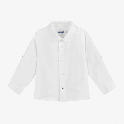 Mayoral Babies' Boys White Cotton & Linen Shirt