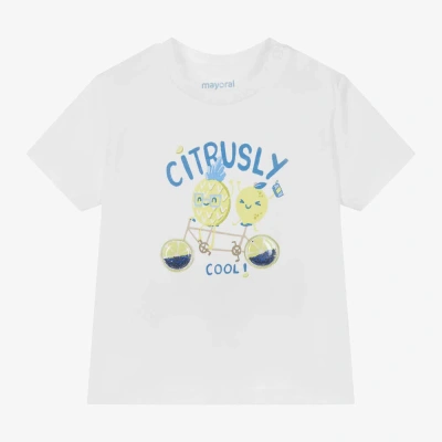 Mayoral Babies' Boys White Fruit Print Cotton T-shirt
