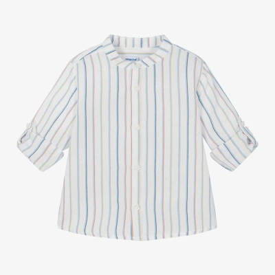 Mayoral Babies' Boys White Striped Cotton & Linen Shirt