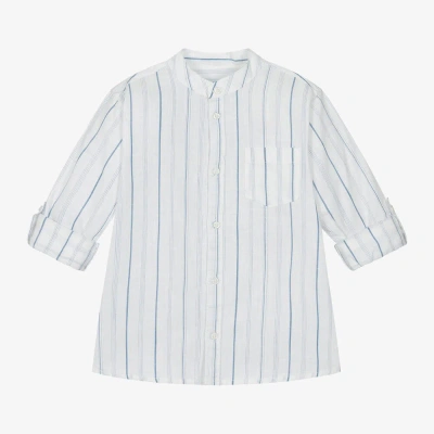 Mayoral Kids' Boys White Striped Cotton Shirt