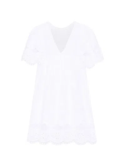 Mayoral Kids' Broderie-anglaise Dress In White