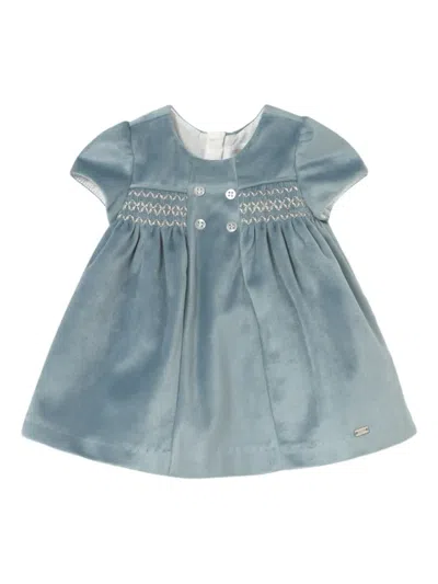 Mayoral Babies' Button Smocked Dress In Blue