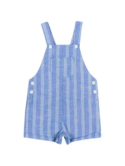 Mayoral Babies' Button Striped Dungarees In Blue