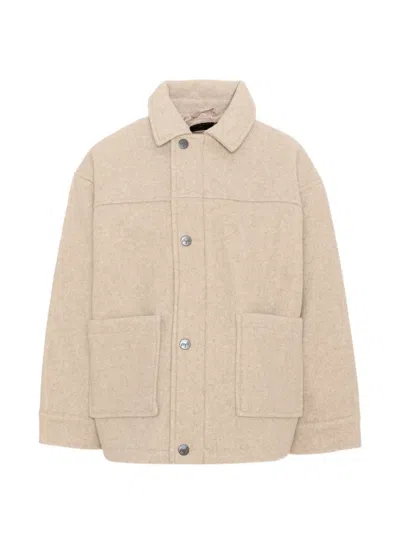 Mayoral Kids' Button-down Felted Jacket In Neutrals