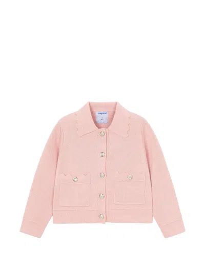 Mayoral Buttoned Scalloped Blazer In Pink