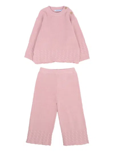 Mayoral Babies' Cable-knit Tracksuit Set In Pink