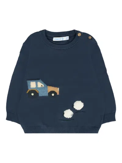 Mayoral Babies' Car-snowflake Sweater In Blue