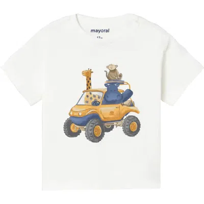 Mayoral Kids'  Car T-shirt In White