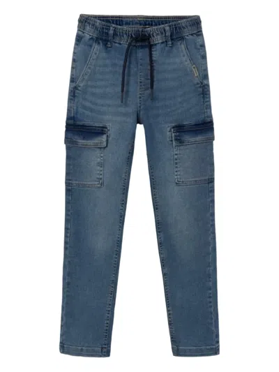 Mayoral Kids' Cargo-pocket Denim Cargos In Blue