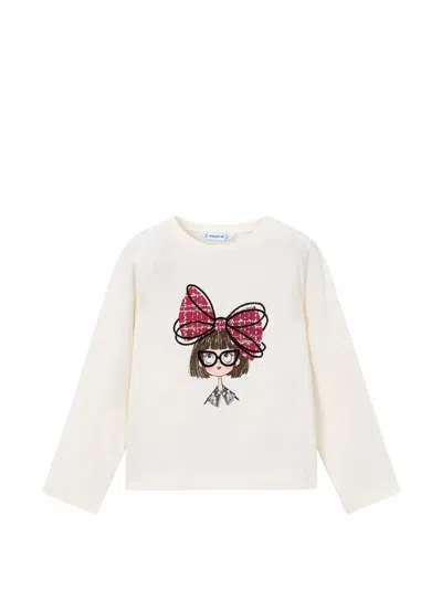 Mayoral Kids' Cartoon-print Long-sleeve T-shirt In White