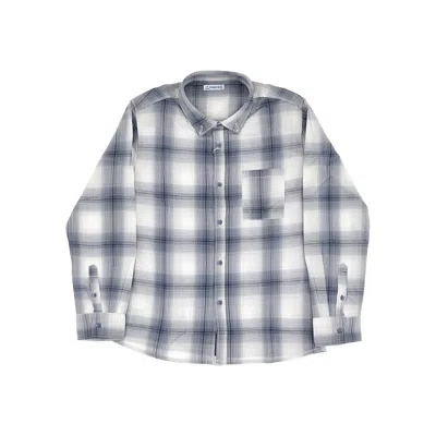 Mayoral Check Cotton Shirt Kids In Grey