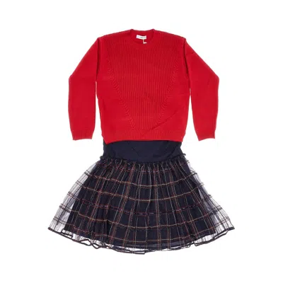 Mayoral Check Mini Dress With Sweater Kids In Multicolor