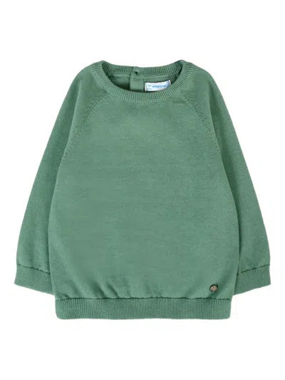 Mayoral Babies' Cotton Crew-neck Sweater In Green