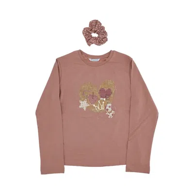 Mayoral Cotton T-shirt And Scrunchie Kids In Purple