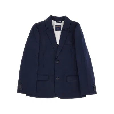 Mayoral Cottone And Linen Single-breasted Jacket Kids In Blue